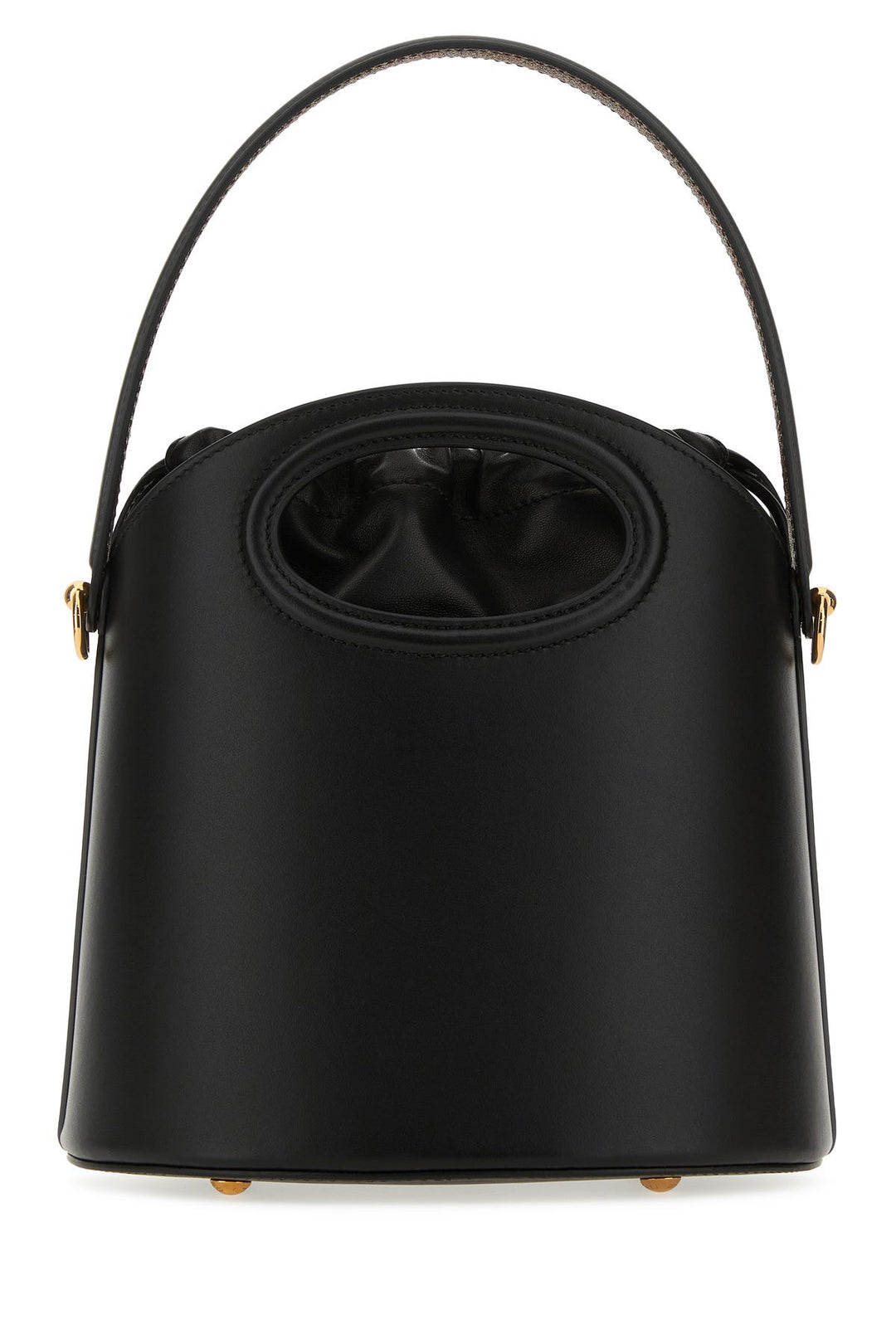 Black leather Saturno bucket bag