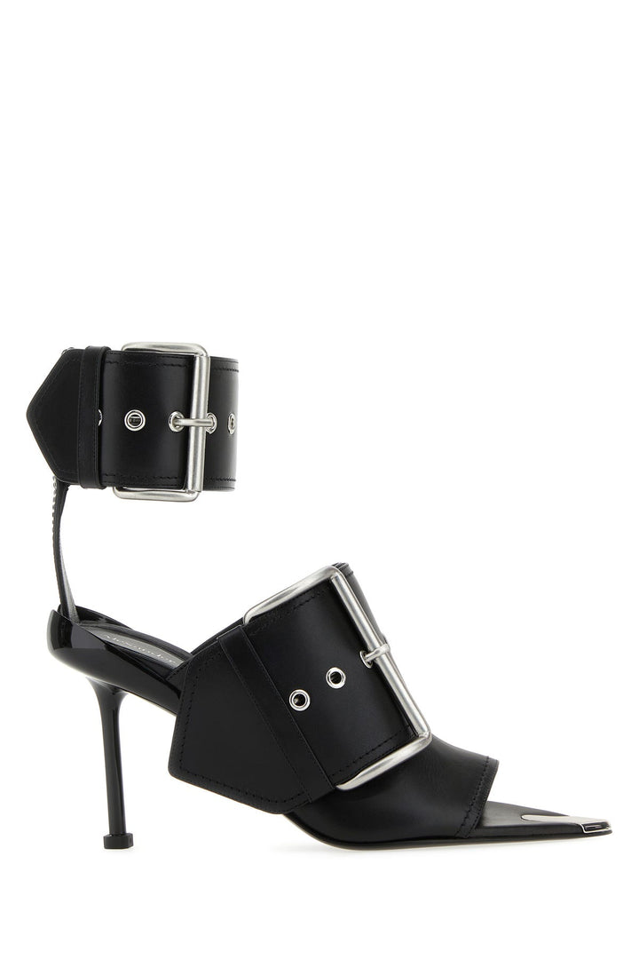 Black leather Slash sandals