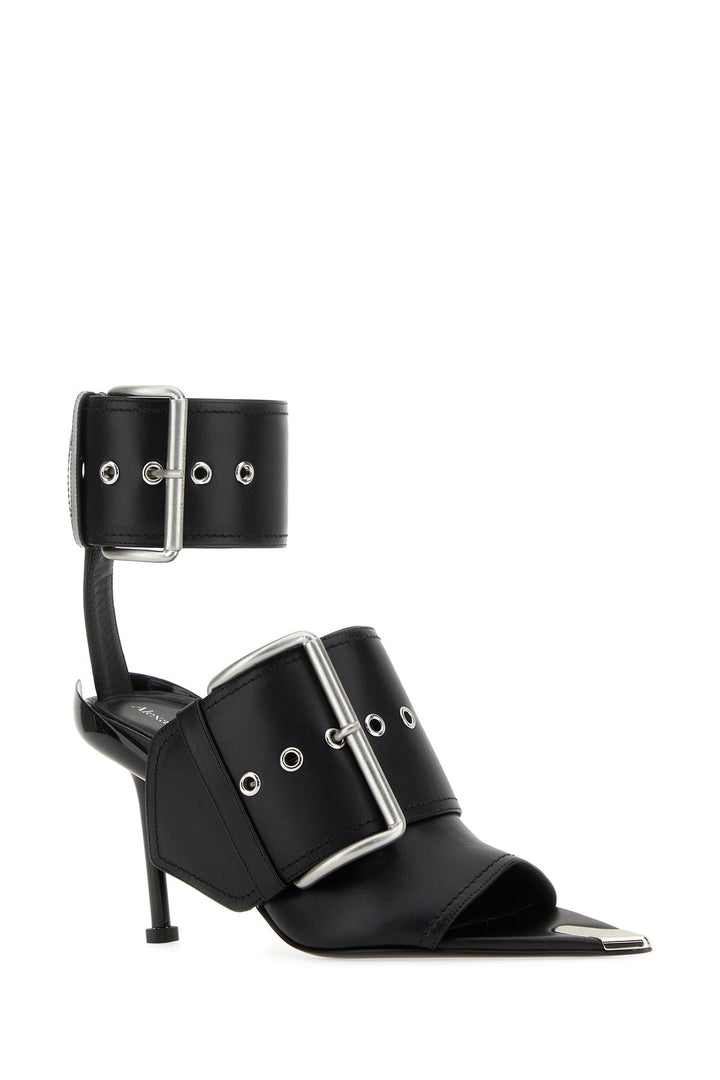 Black leather Slash sandals