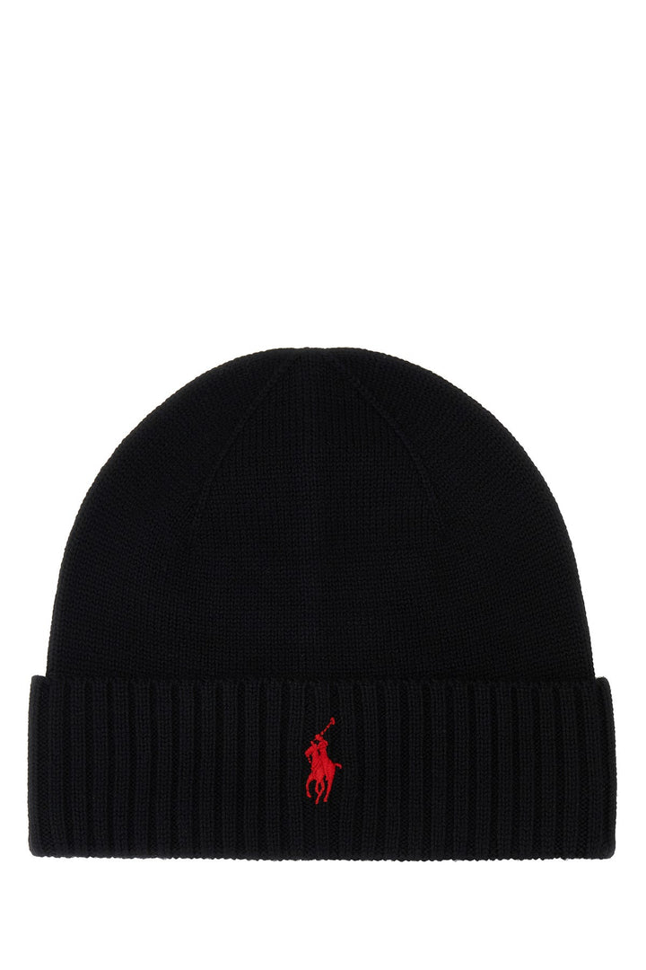 Black wool beanie hat