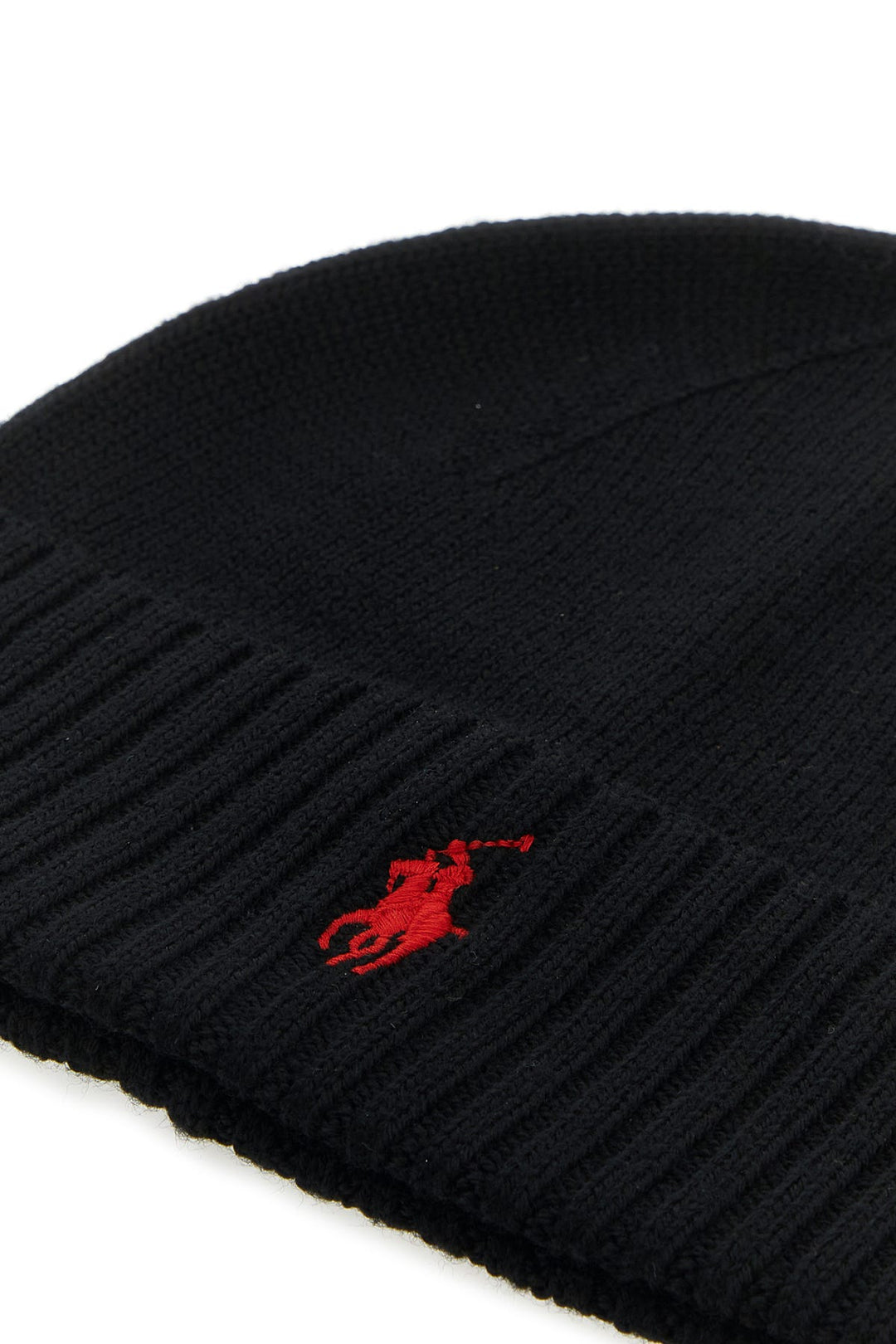 Black wool beanie hat