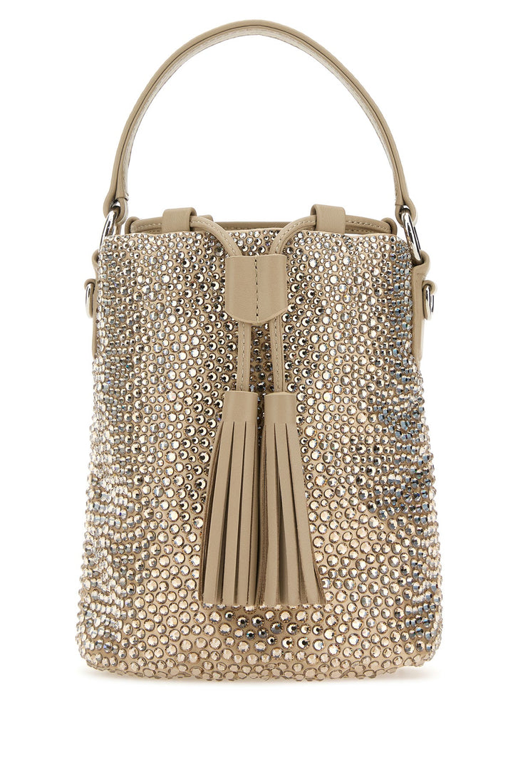 Embellished satin bucket bag