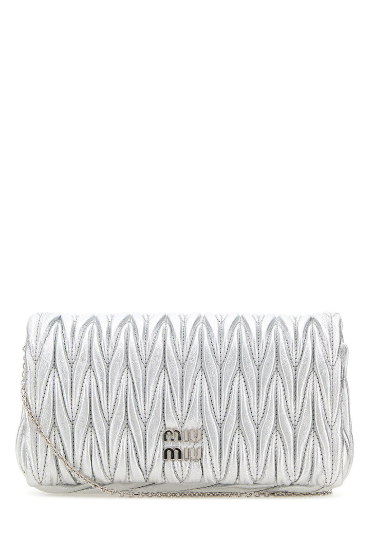 Silver nappa leather mini clutch