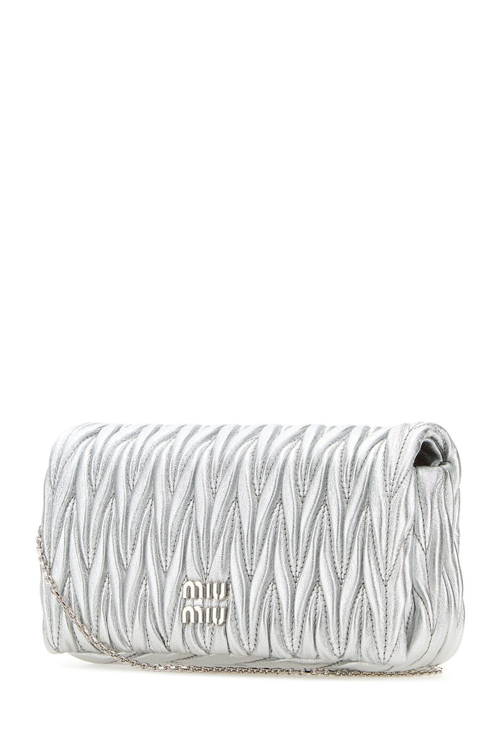 Silver nappa leather mini clutch