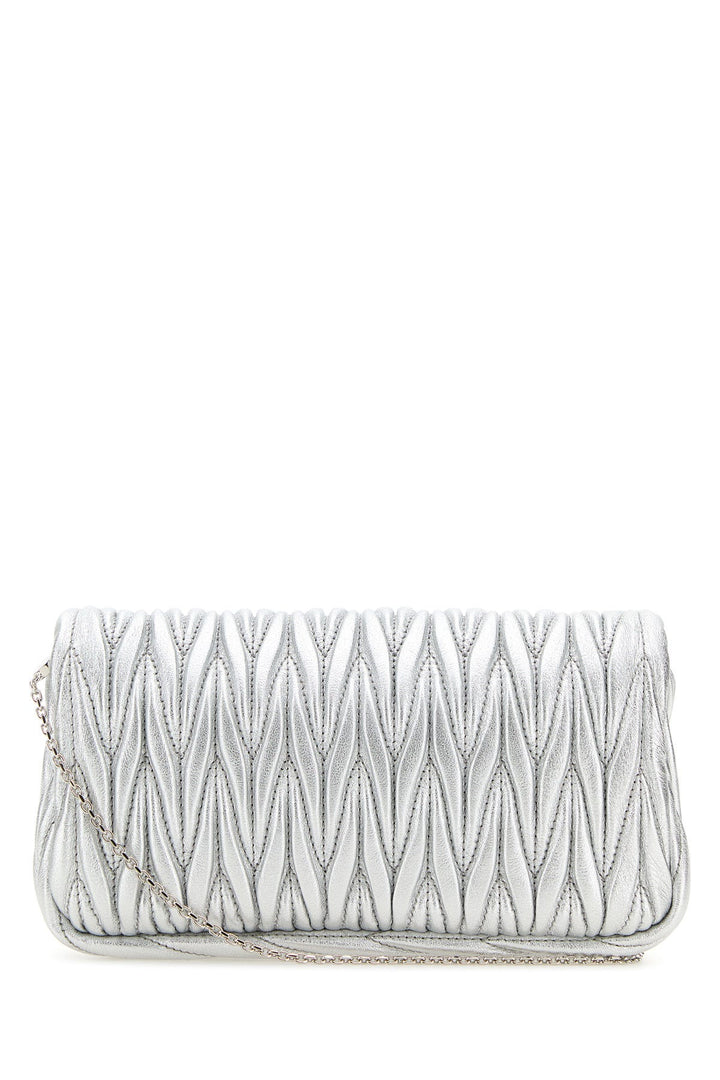 Silver nappa leather mini clutch