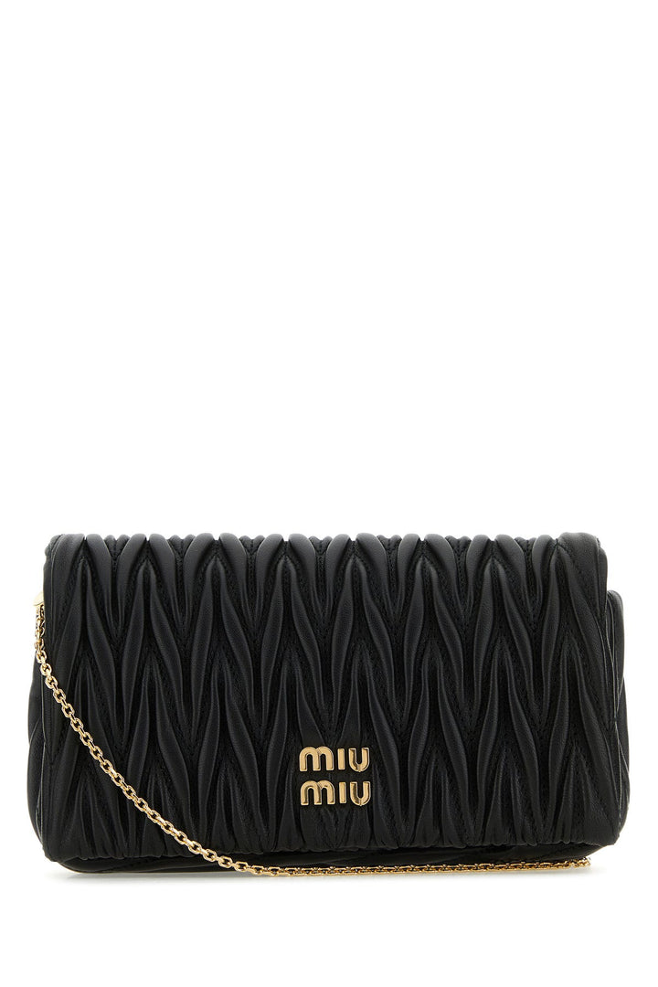 Black nappa leather mini clutch