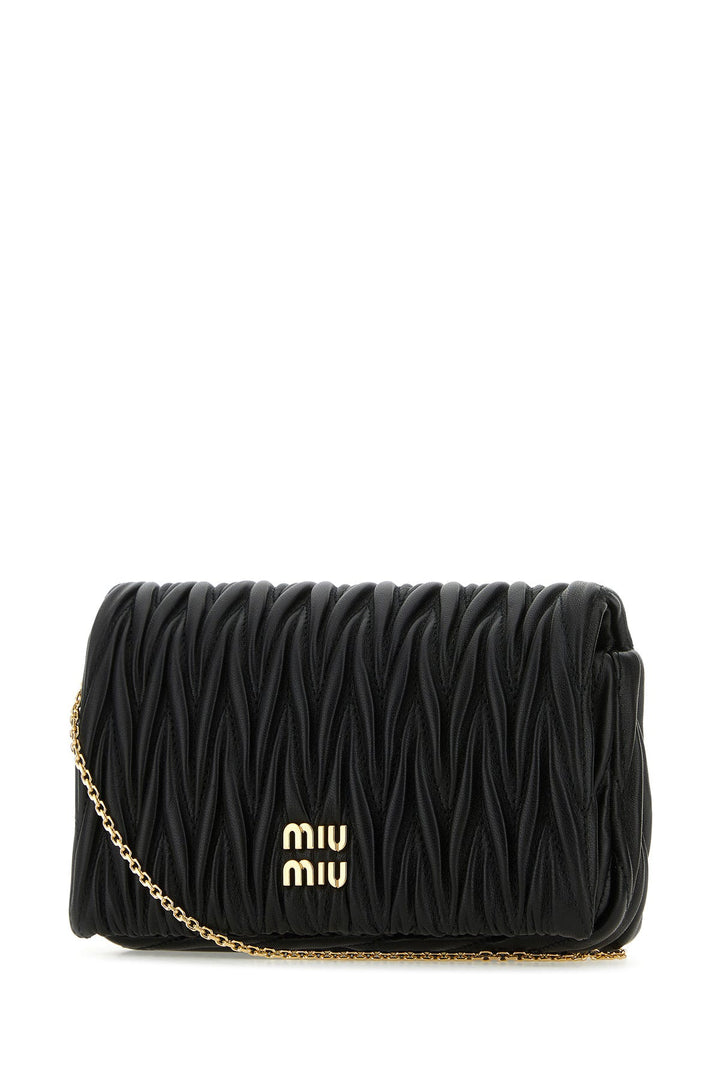 Black nappa leather mini clutch