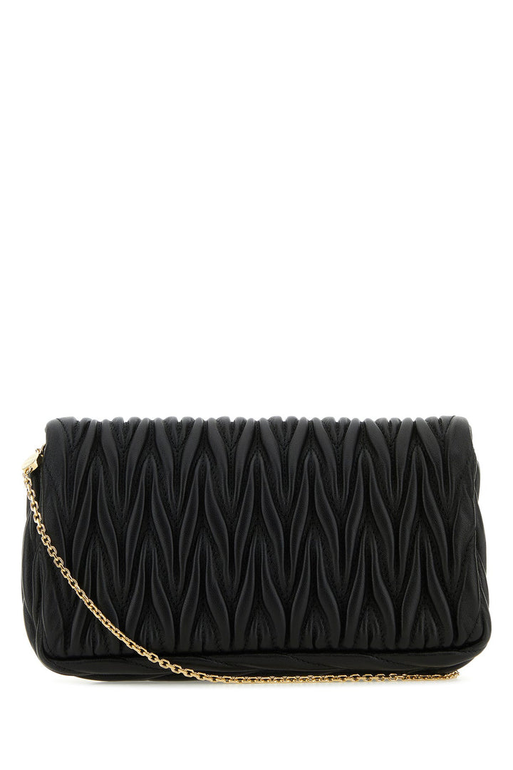 Black nappa leather mini clutch