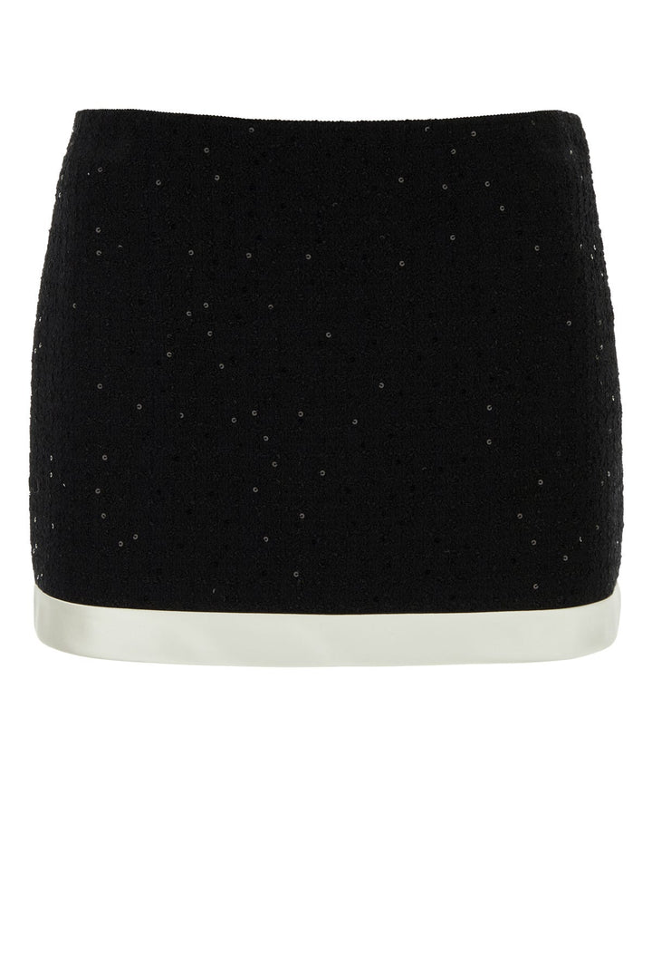 Black cotton blend mini skirt