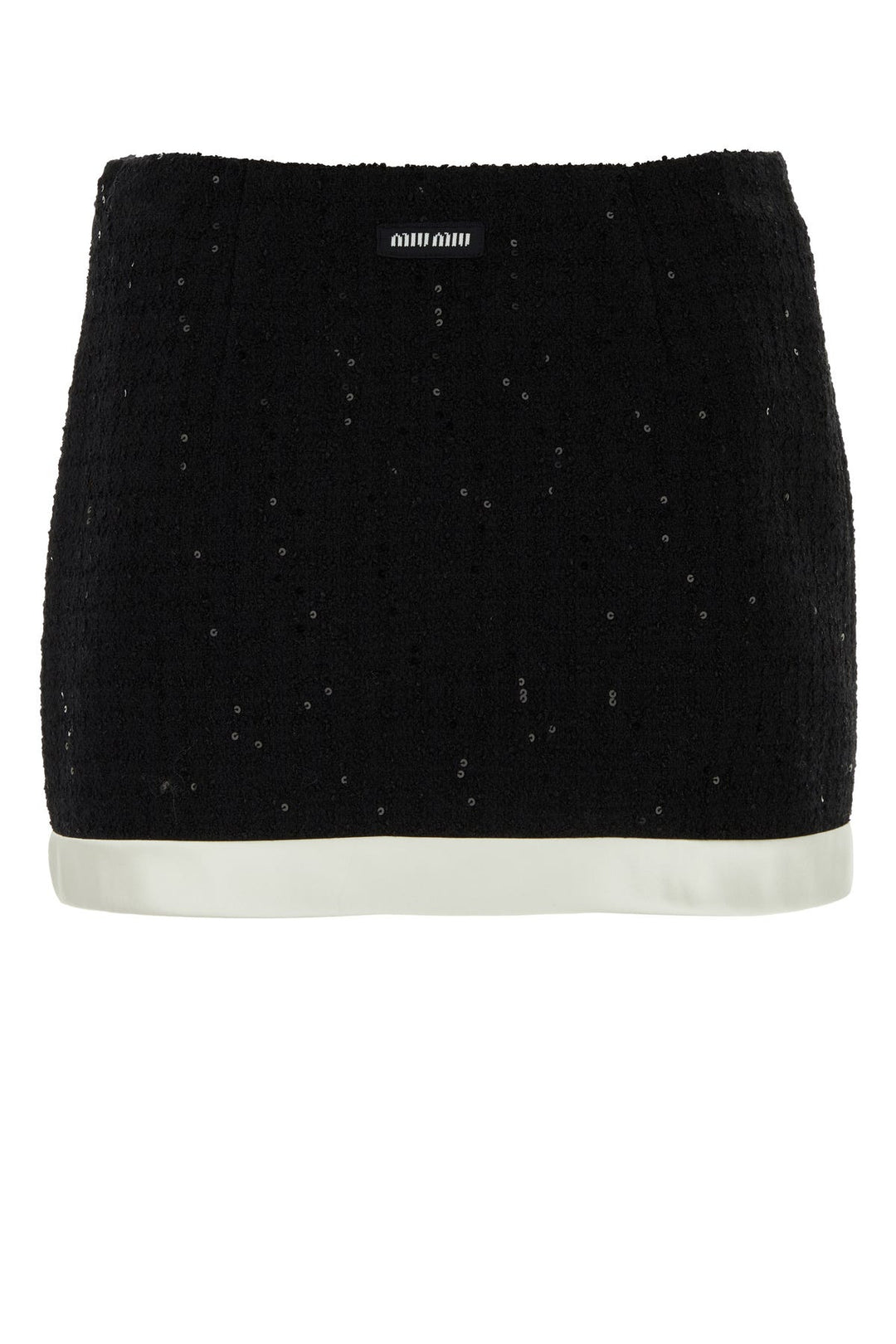 Black cotton blend mini skirt