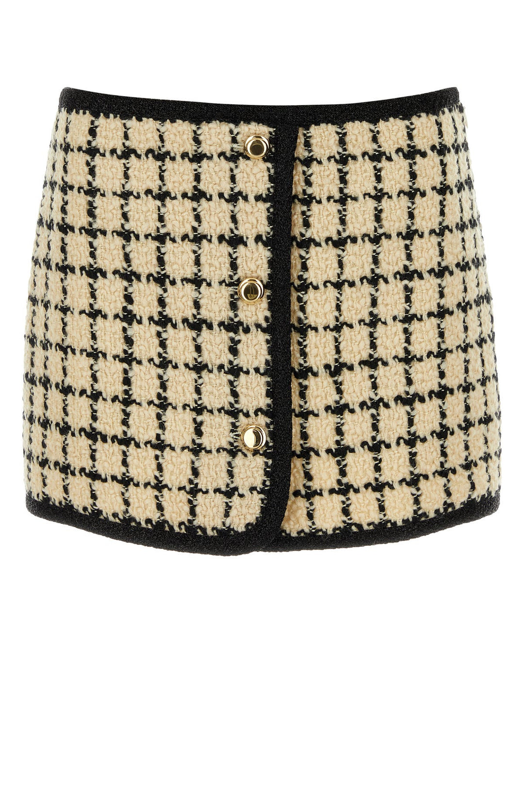 Embroidered wool blend mini skirt