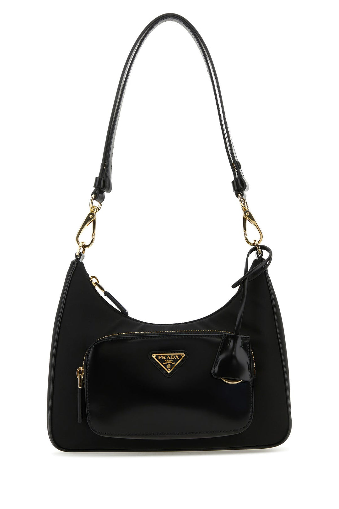 Black Re-Nylon and leather shoulder bag