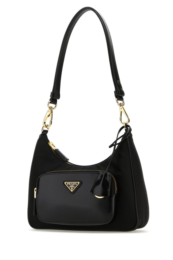 Black Re-Nylon and leather shoulder bag