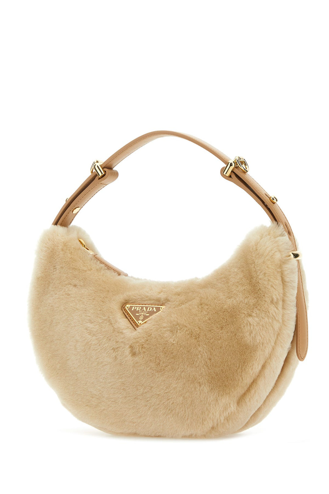 Beige shearling ArquÃ¨ handbag