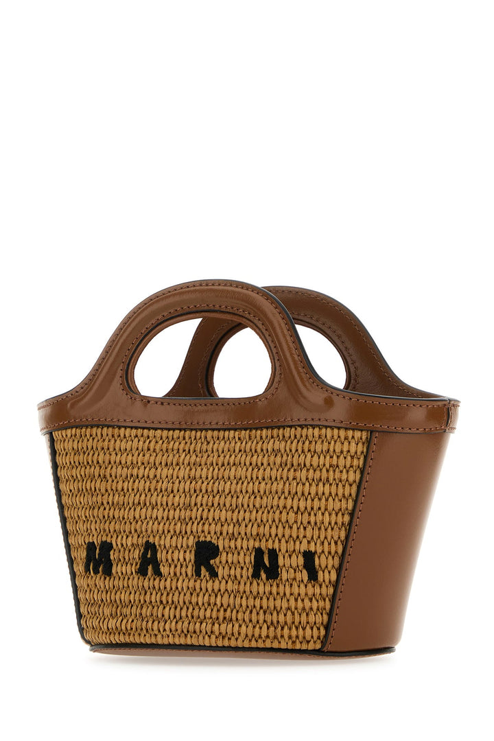 Two-tone leather and straw Tropicalia handbag