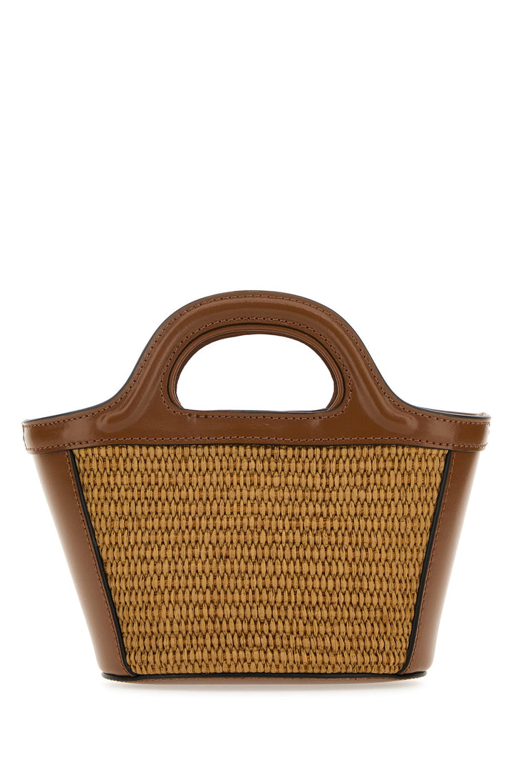 Two-tone leather and straw Tropicalia handbag