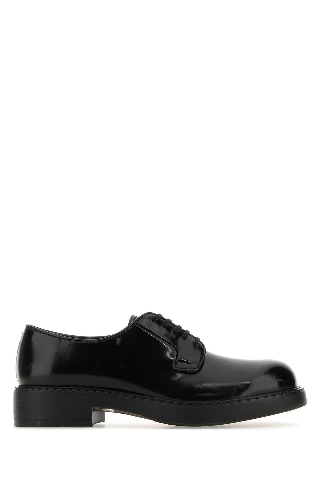 Black leather lace-up shoes