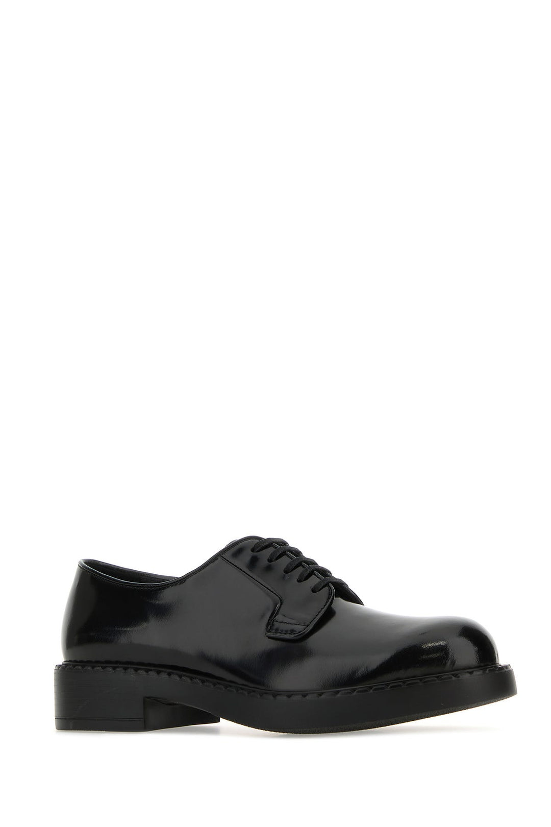 Black leather lace-up shoes