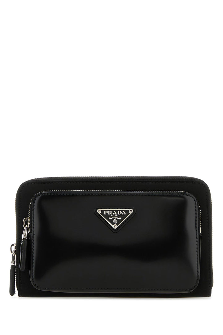 Black leather and Re-Nylon belt bag