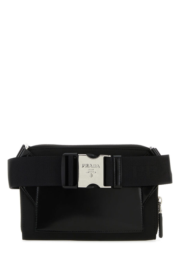 Black leather and Re-Nylon belt bag