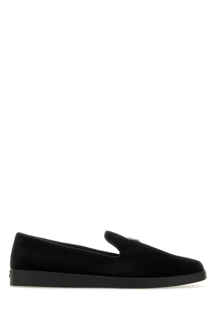 Black velvet slip ons