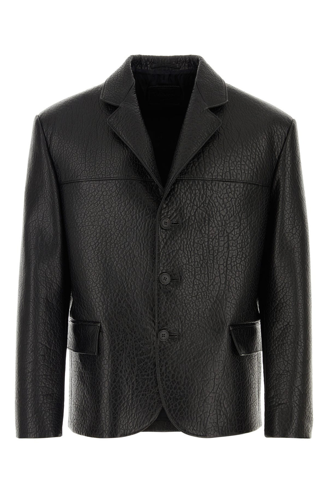 Black nappa leather blazer