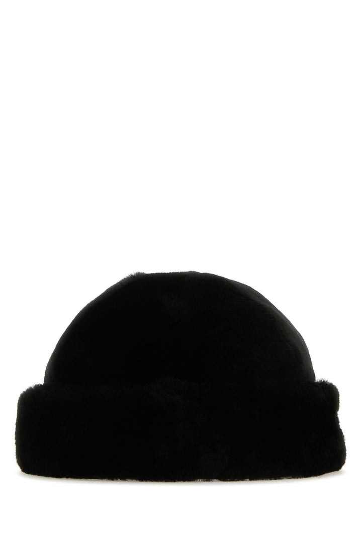 Black shearling padded hat