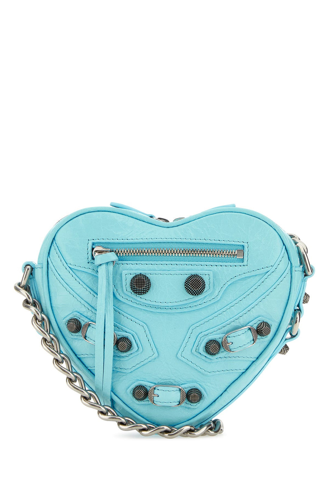 Light blue leather mini Le Cagole Heart crossbody bag