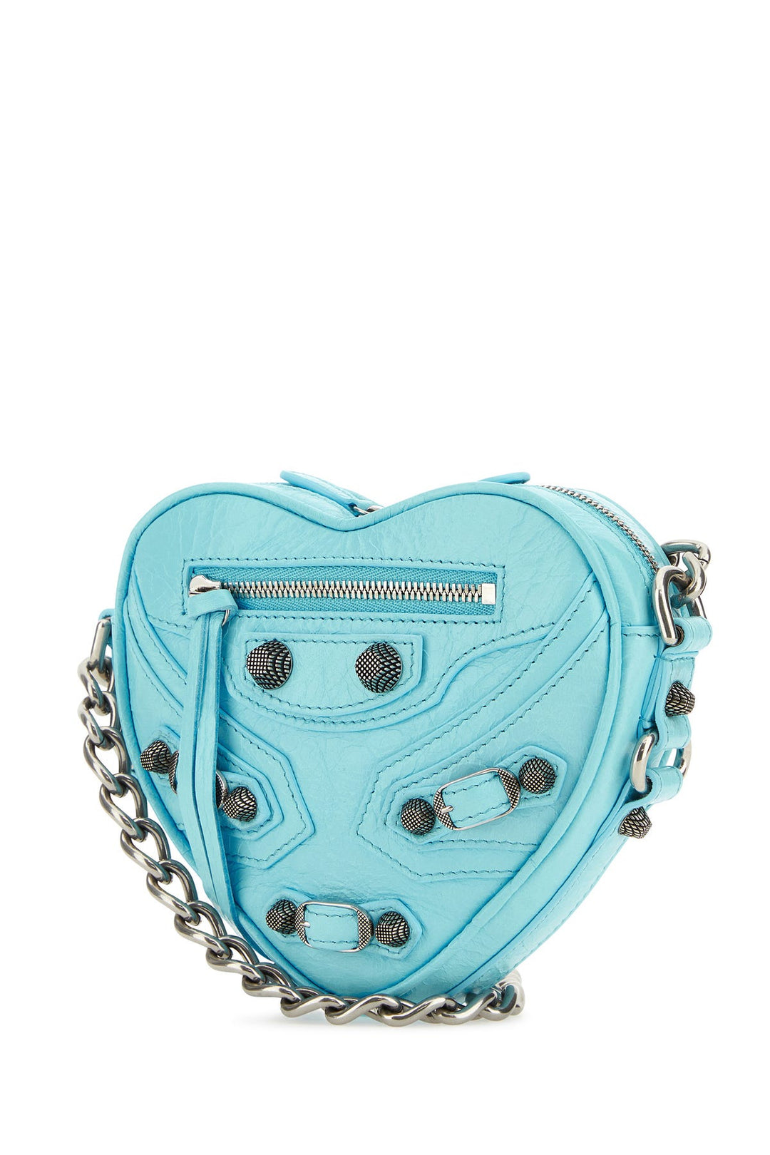 Light blue leather mini Le Cagole Heart crossbody bag