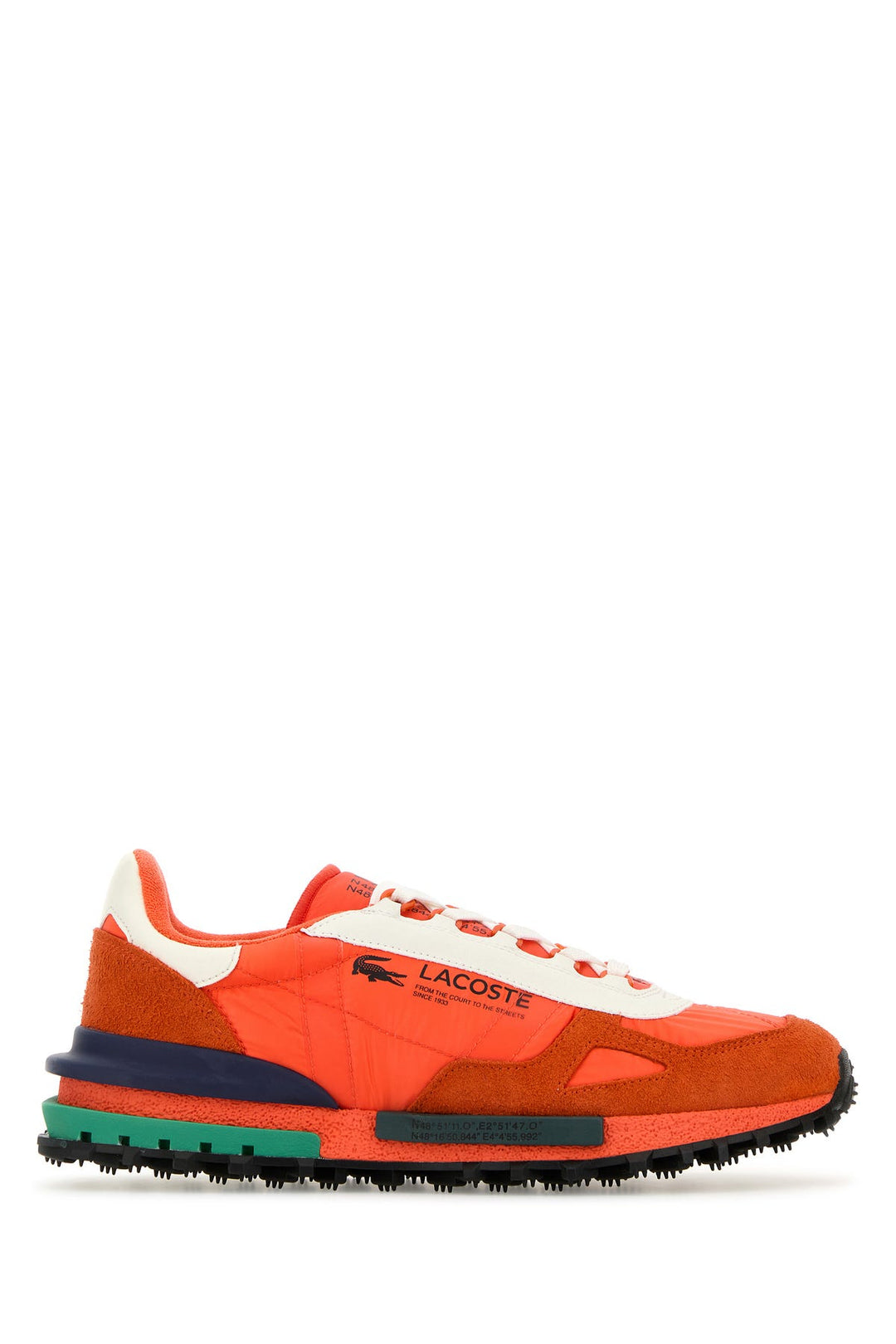 Fluo orange fabric and suede Elite Active sneakers