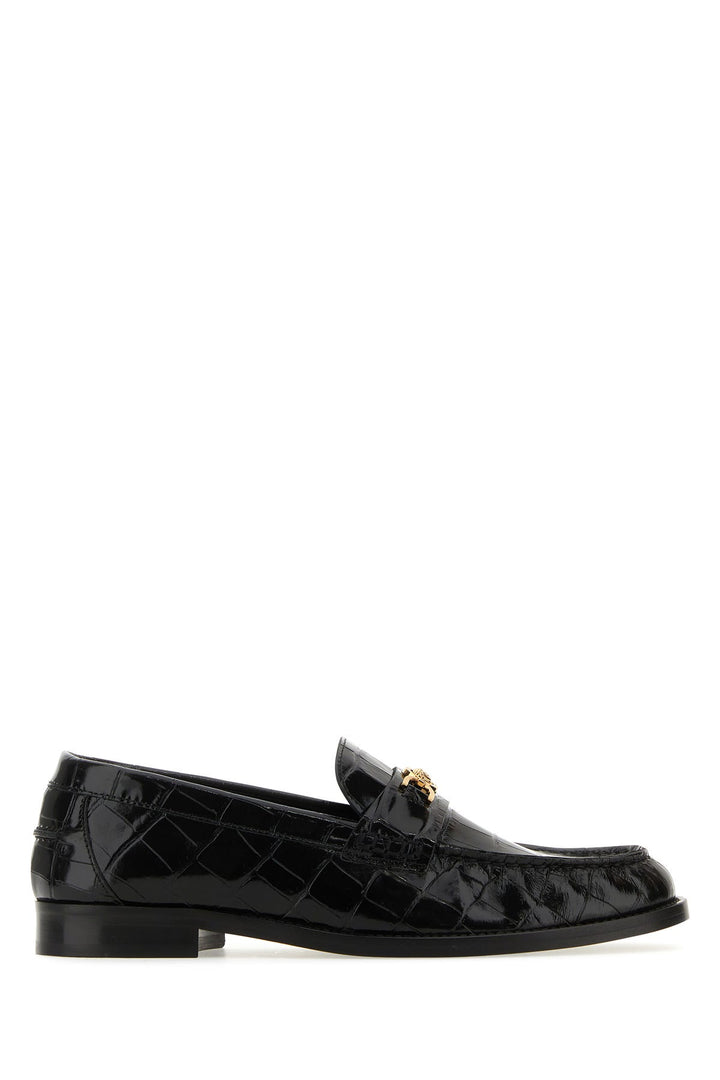 Black leather Medusa  95 loafers