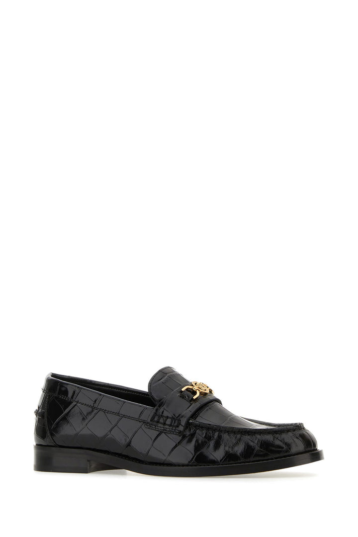 Black leather Medusa  95 loafers