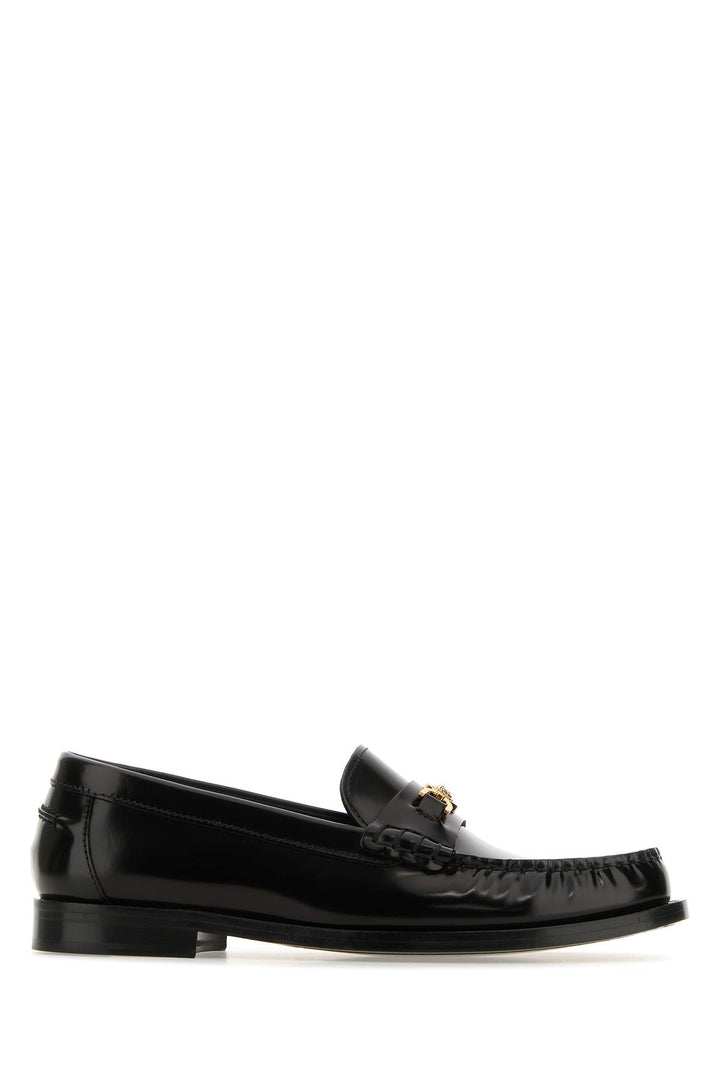 Black leather Medusa  95 loafers