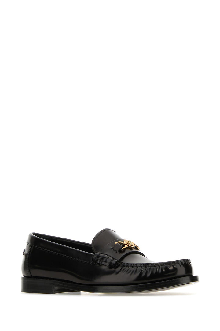 Black leather Medusa  95 loafers