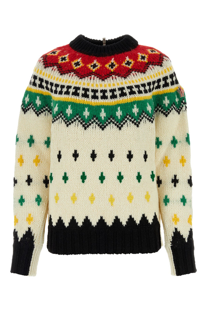 Embroidered wool blend sweater