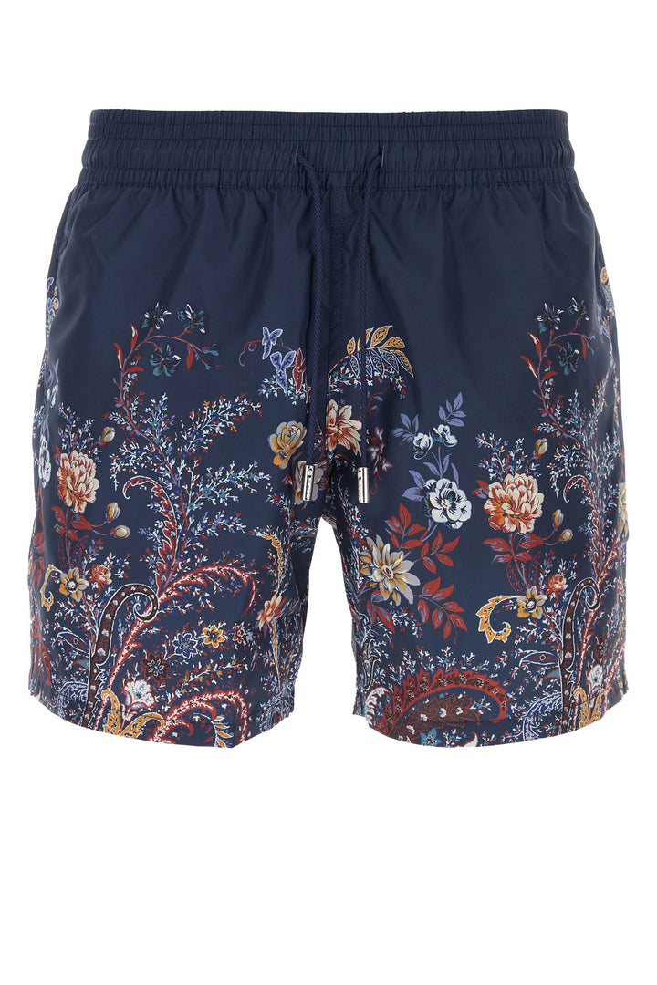 Navy blue polyester swimming shorts