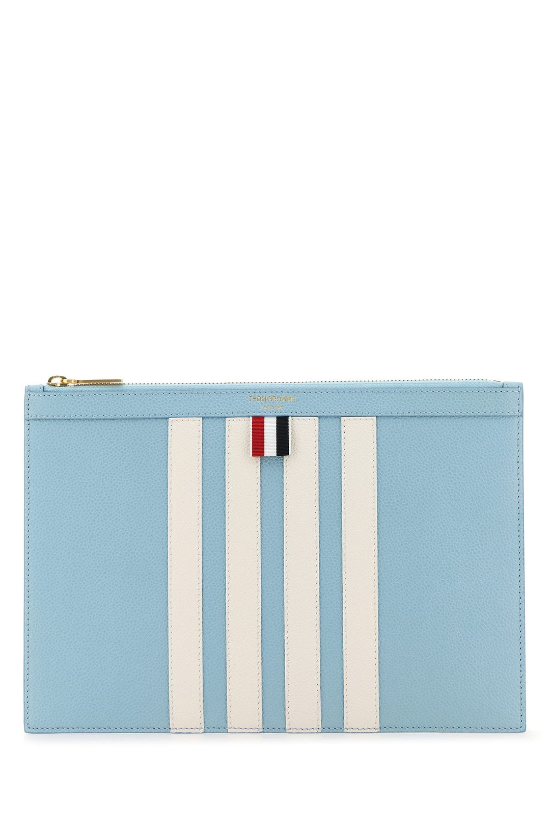 Pastel light blue leather clutch