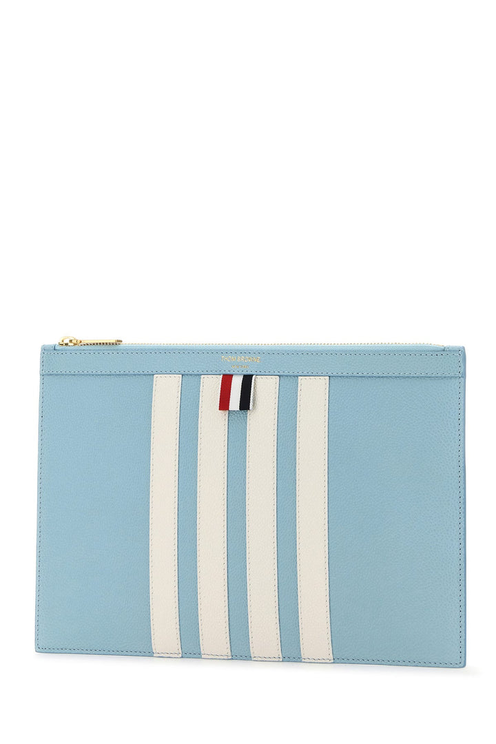 Pastel light blue leather clutch