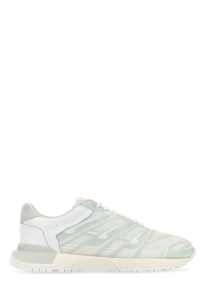 White mesh and rubber 50-50 sneakers