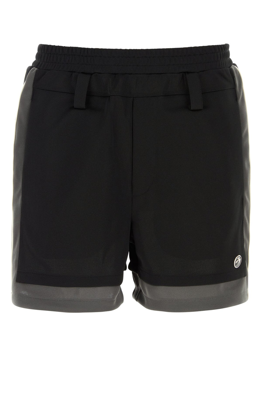 Black polyester bermuda shorts