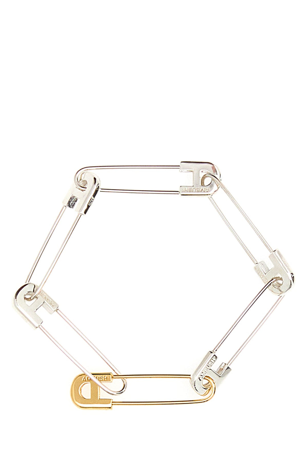 Two-tone metal A Safety Pin Link bracelet