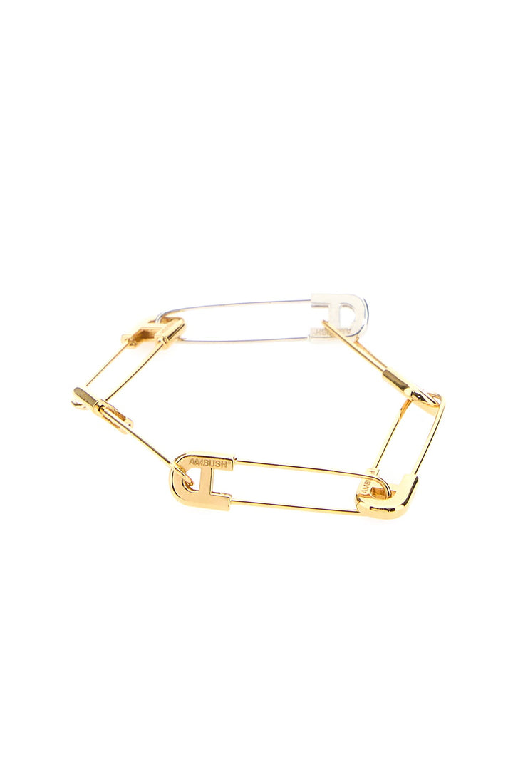 Two-tone metal A Safety Pin Link bracelet