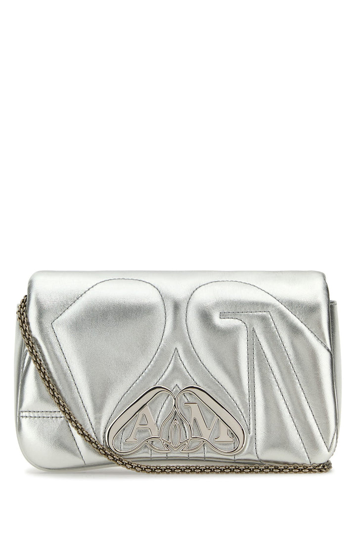 Silver leather mini Seal clutch