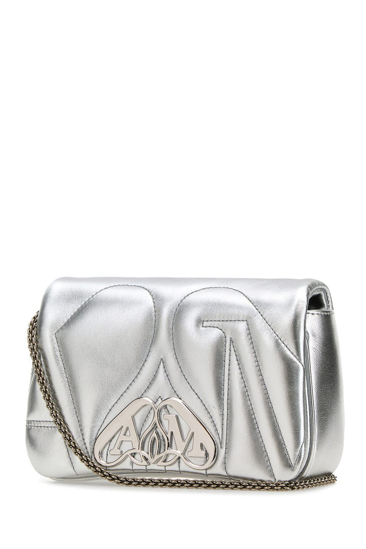 Silver leather mini Seal clutch