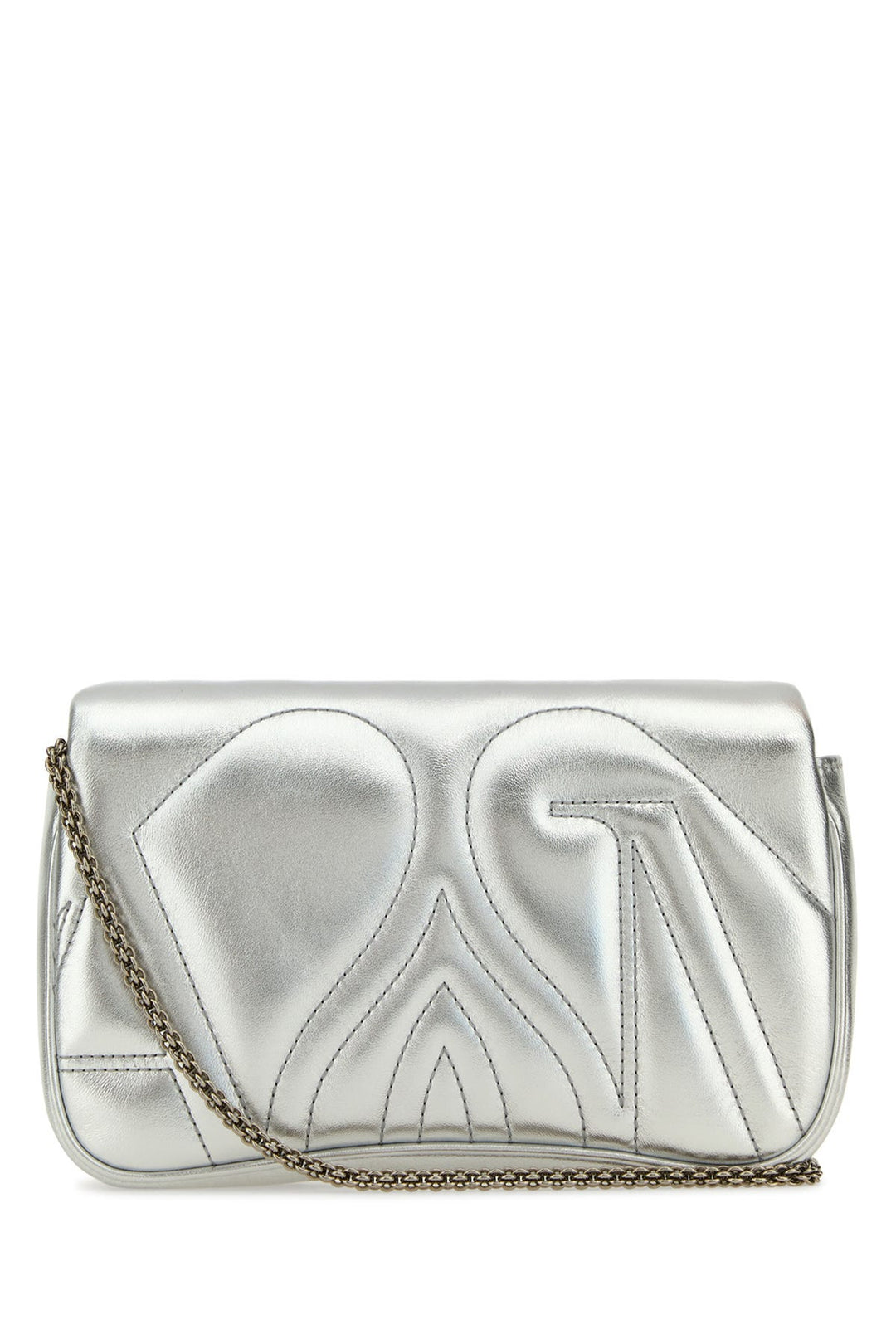 Silver leather mini Seal clutch