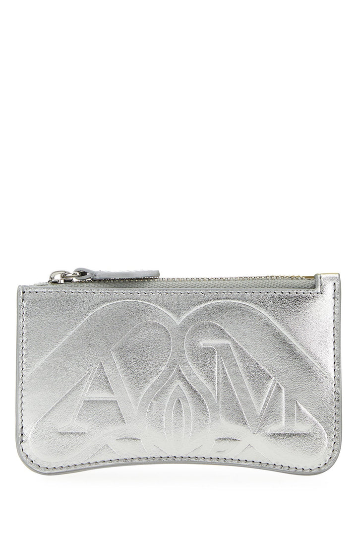 Silver leather card holder