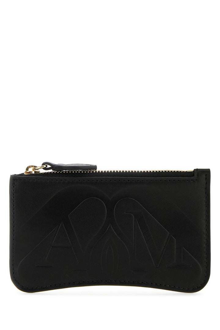 Black leather card holder