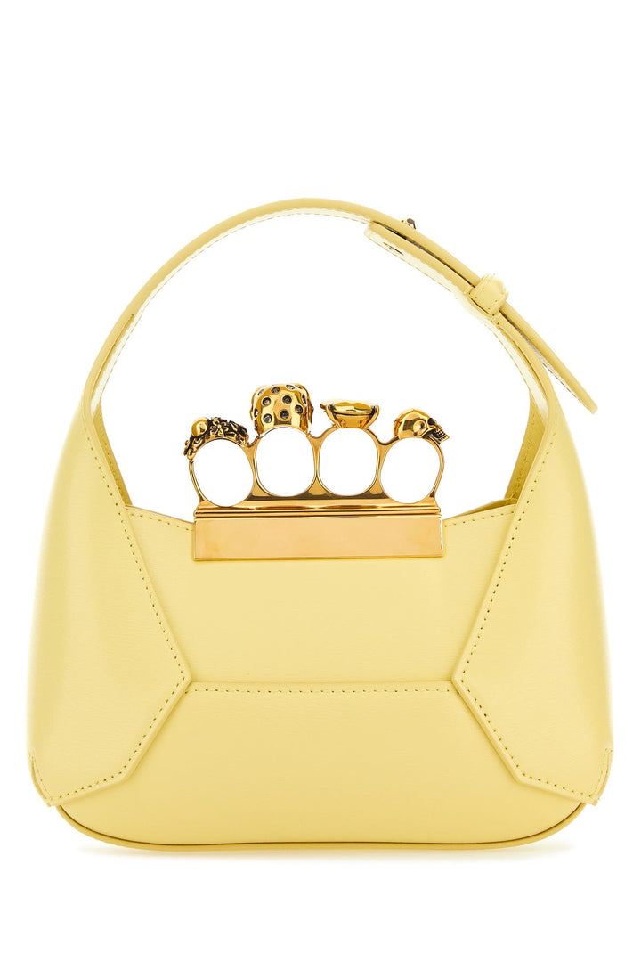 Pastel yellow leather mini Jewellered Hobo handbag