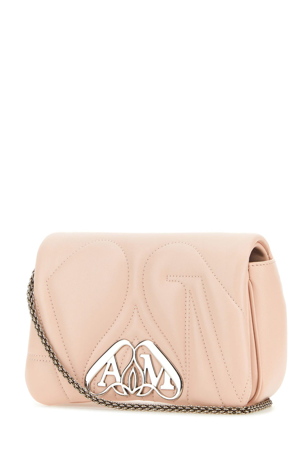 Pastel pink leather mini Seal clutch