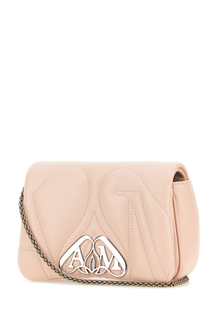 Pastel pink leather mini Seal clutch